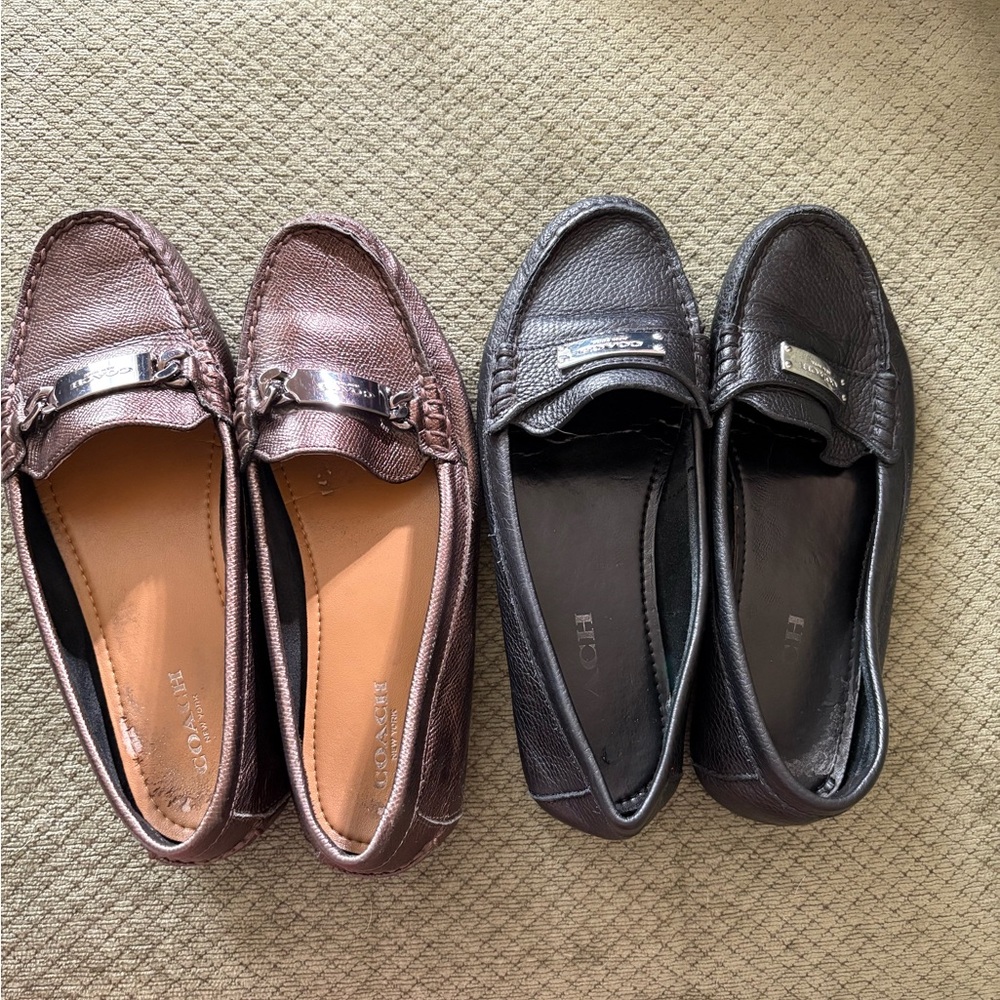 Coach Brown and Black Leather Loafers